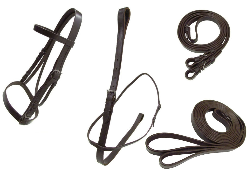 A full bridle for playing polo with martingale and running reins or draw reins made by Bombers and available in Australia and New Zealand