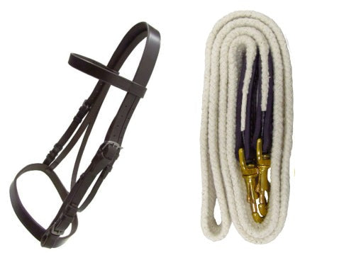 Bombers Polocrosse Bridle with soft cotton clip reins and the best quality leather